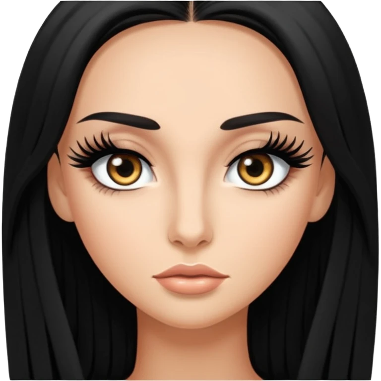 Lightly tan woman with black long hair and dramatic long eyelash extensions emoji