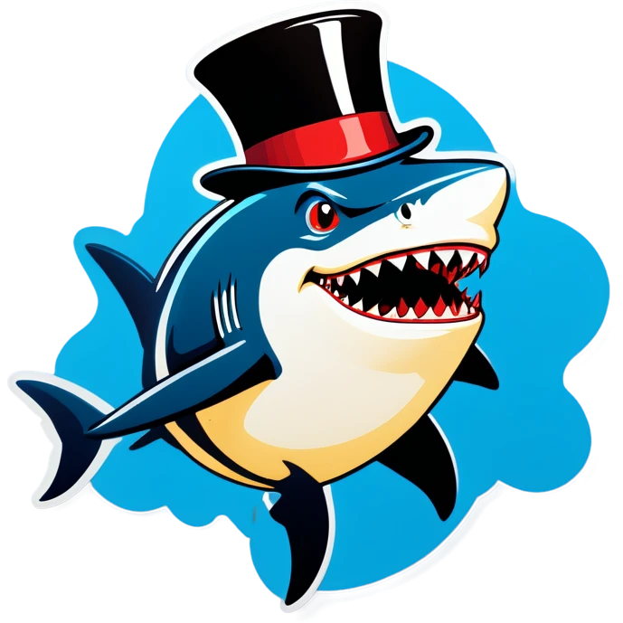 Shark with a top hat emoji