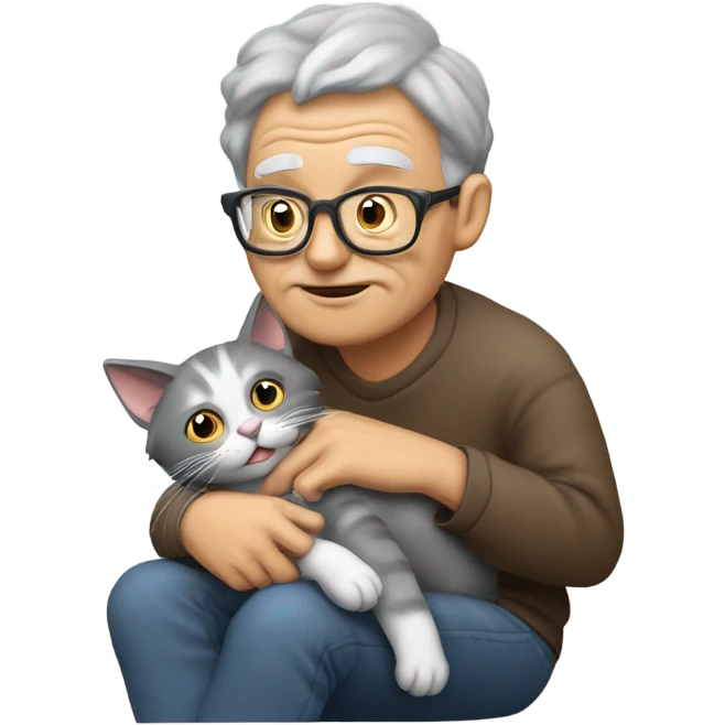 Old cat farting on a man emoji