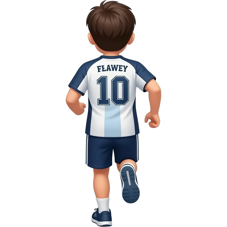 hazme un niño  con camiseta de esportista corriendo i que este de espaldas emoji