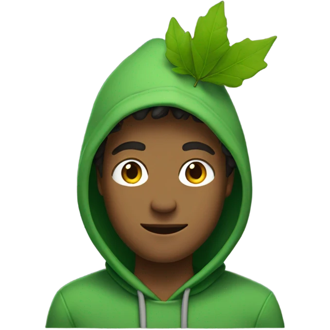 guy with green hoodie with leafs on his head  emoji