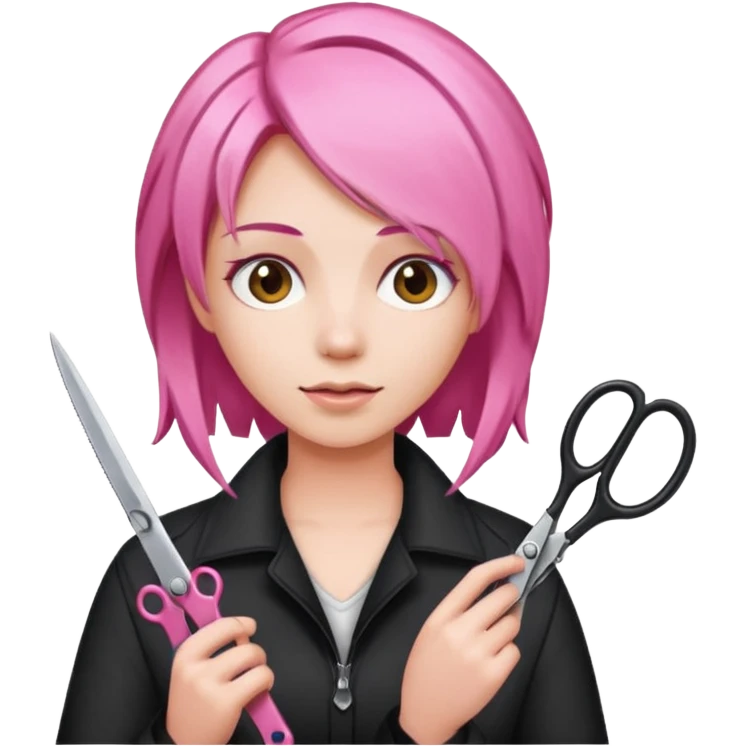 Pink hair scissor emoji
