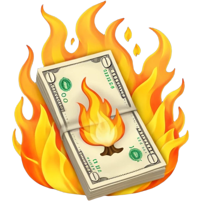 burning one money emoji