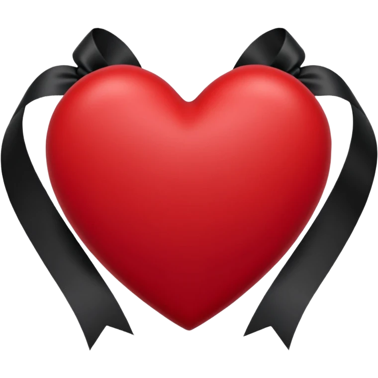 realistic gothic heart with a black ribbon emoji