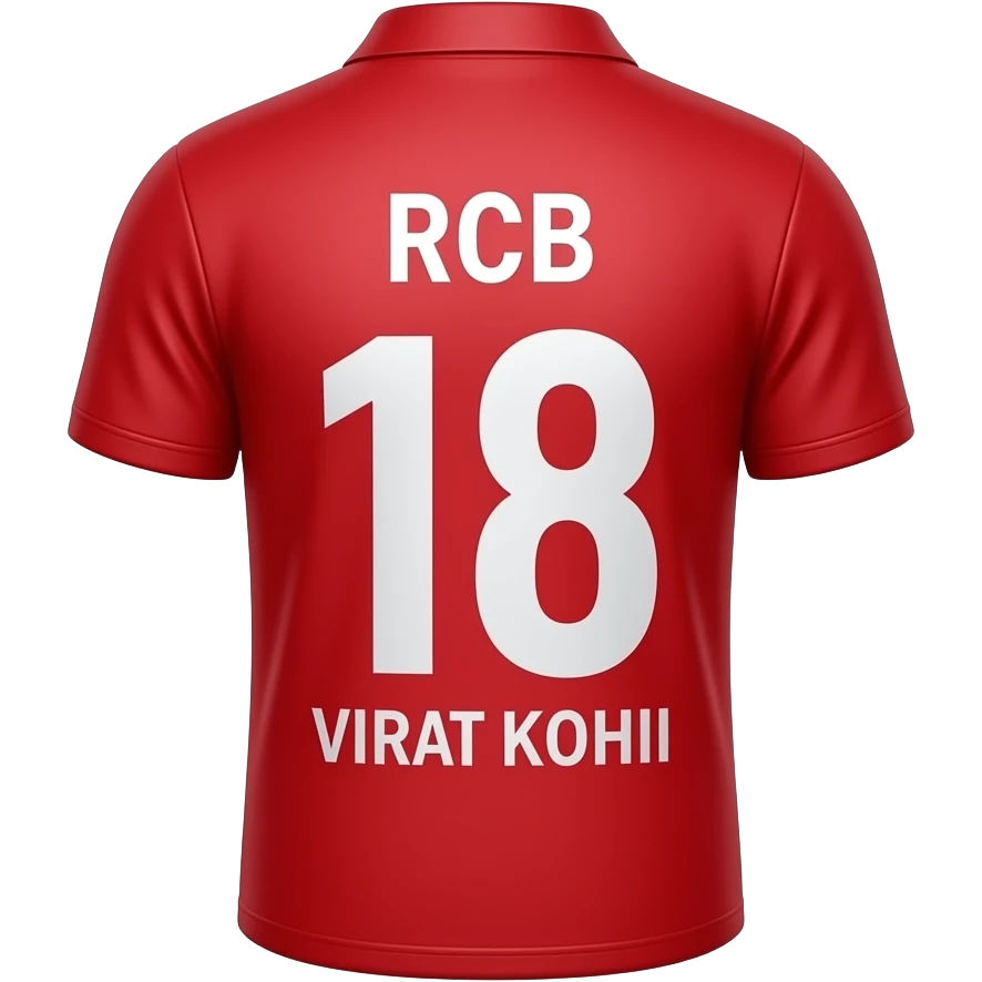 Camiseta 👕 banav Ema upar RCB lakh vachhe 18 e nicho VIRAT KOHLI lakh evu ek camiseta vermelha nu banavi de emoji