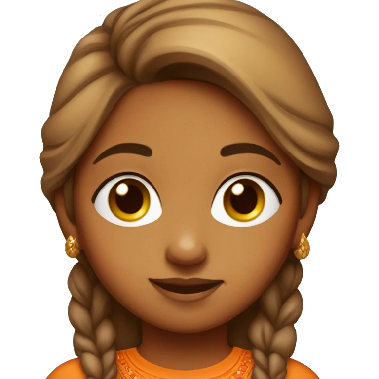 Caramel Indian girl with orange shirt emoji