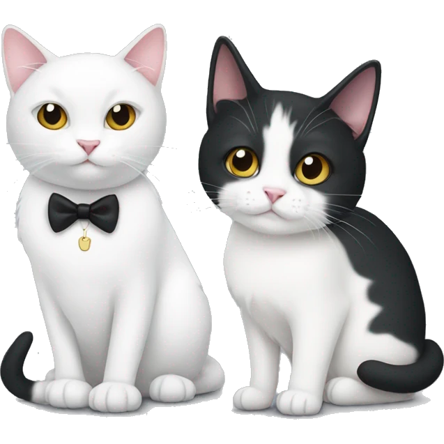 Tuxedo cat and white cat  emoji