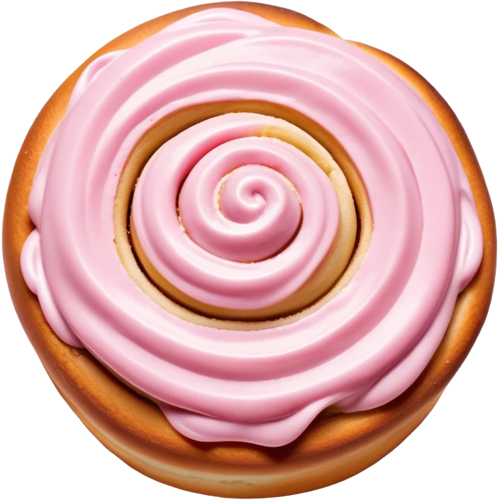coquette cinnamon roll with pink frosting viewed from above emoji