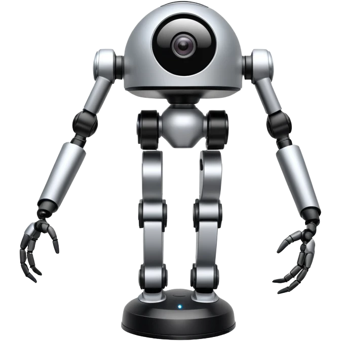 Tall surveillance robot with rotating sensor dome and floating limbs emoji