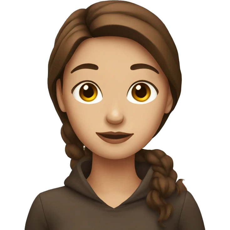 A girl with brown hair drinks coffee emoji