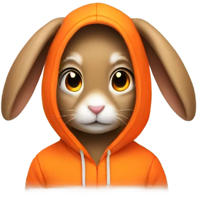 Bunny wearing a neon orange hoodie emoji
