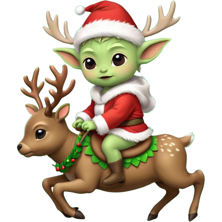 baby yoda rriding eindeer christmas emoji