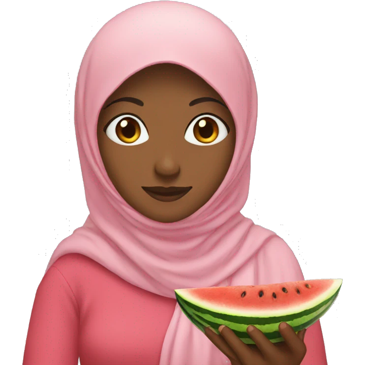 Woman with hijab holding watermelon  emoji