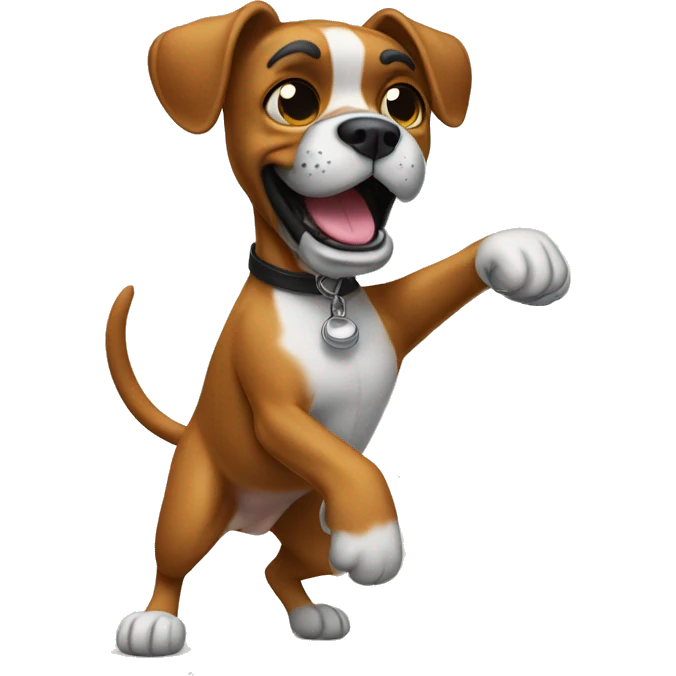 Boxer dog dancing with a cane emoji