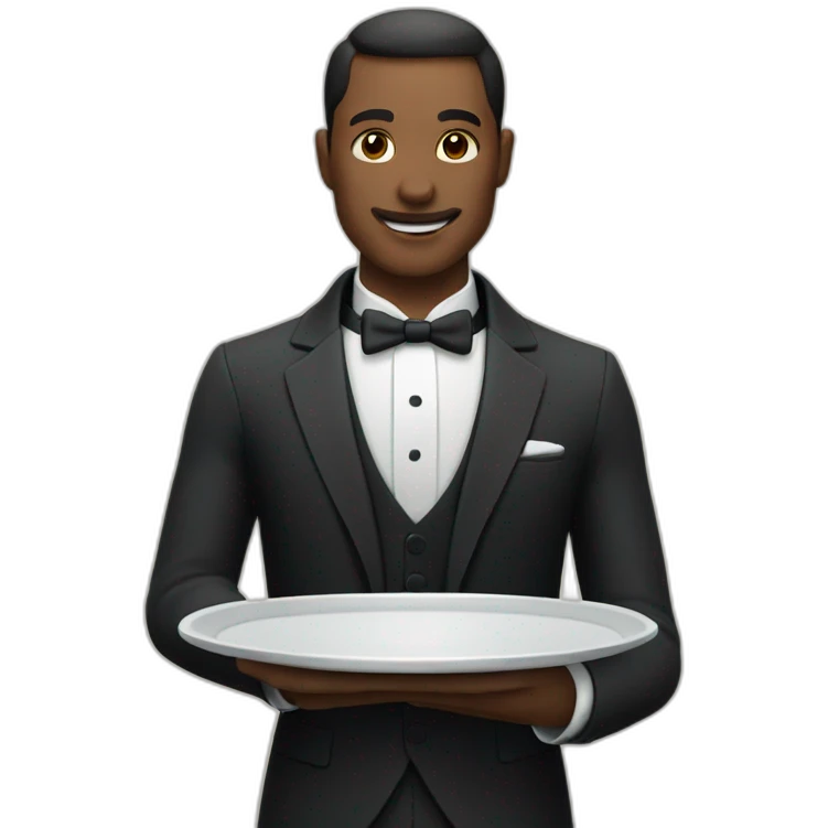 butler with arm out holding tray emoji