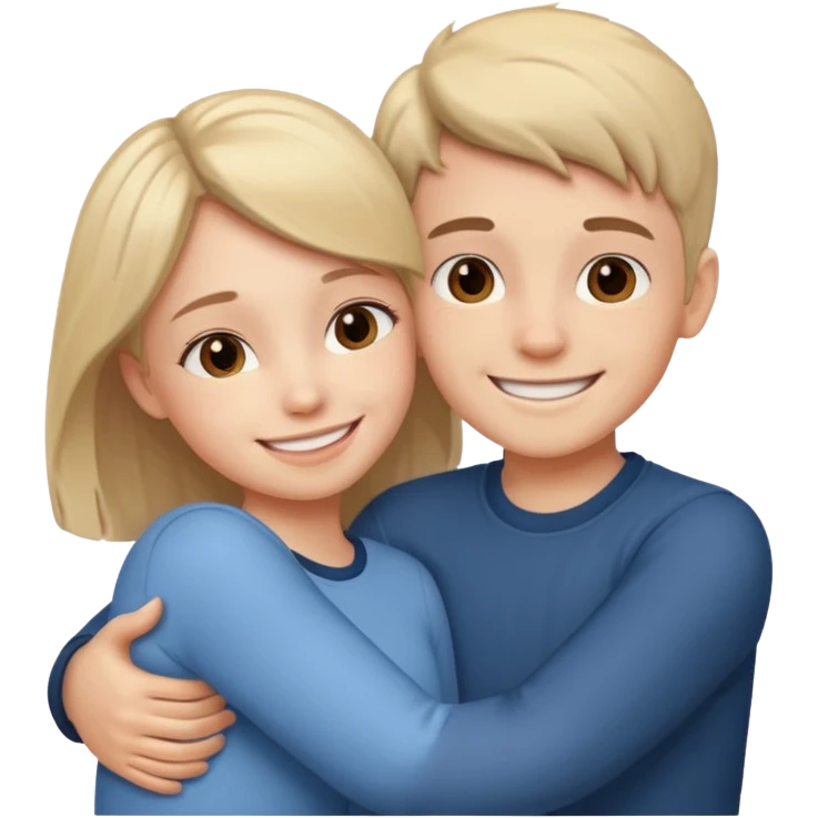 Boy and girl hugging each other in love emoji