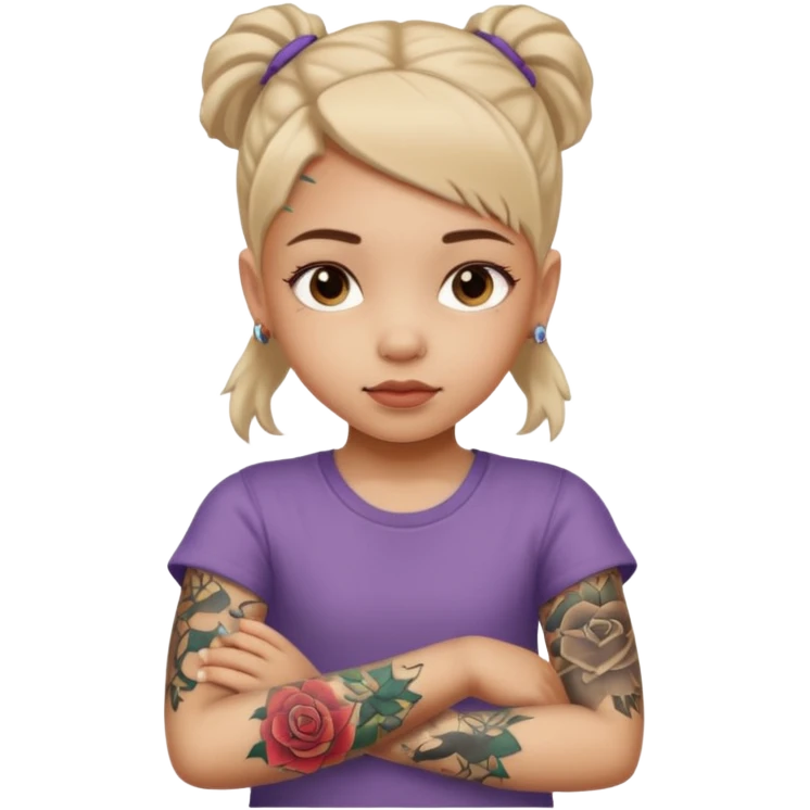 girl kid with tattoo emoji