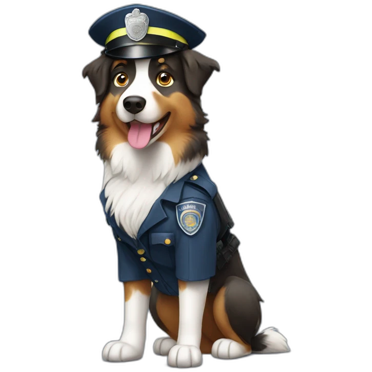 australian Shepherd in Police Uniform standing emoji