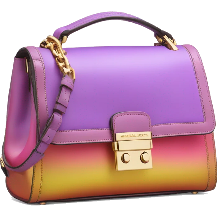 Realistic purple pink and yellow gold ombre metallic michael kors satchel. emoji