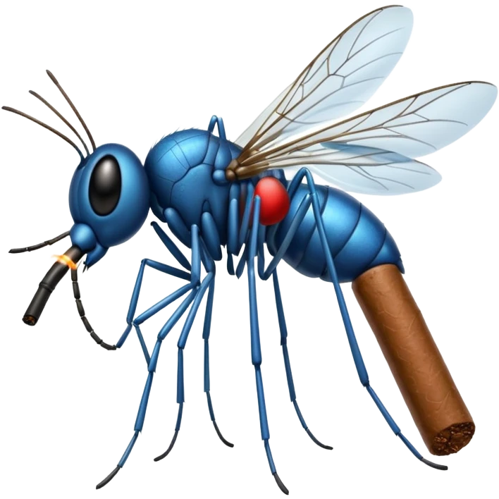 mosquito azul fumando un cigarro emoji