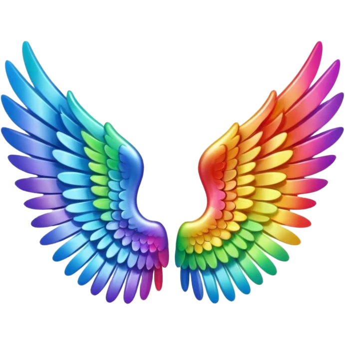 Tiny small left and right rainbow angel wings. emoji