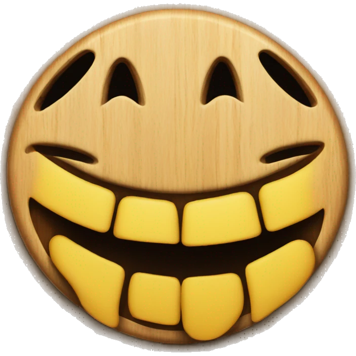 smiley biting into a wooden board emoji