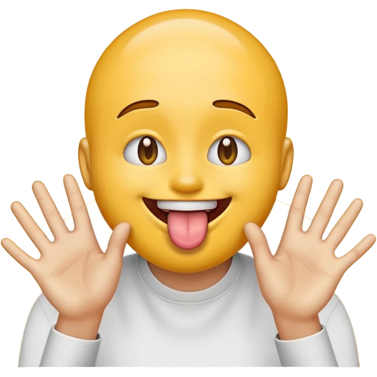 Sticking tongue out with hands gliding through yellow emoji  emoji