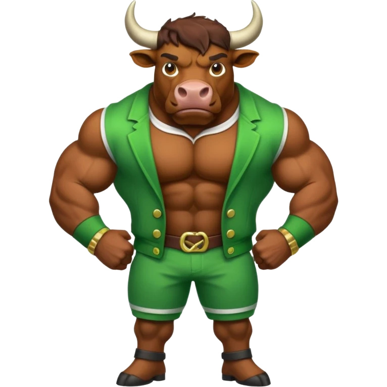 Green bull with clothes emoji
