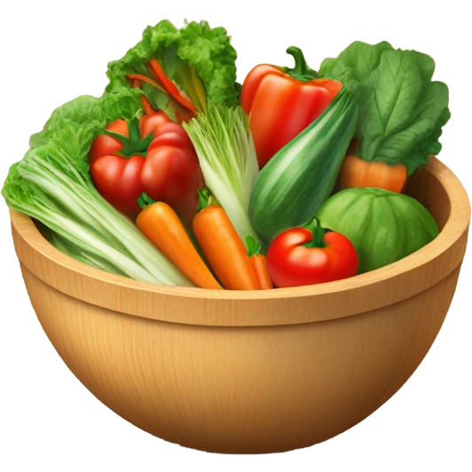 Vegetable salad in a wooden bowl emoji