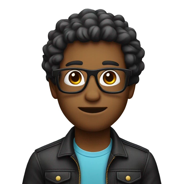 un chico con el pelo negro y con gafas emoji