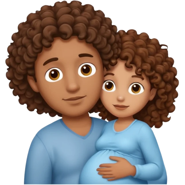 A pregnant Argentinian man with brown curly hair emoji