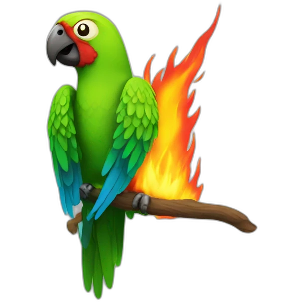 Burning parrot emoji