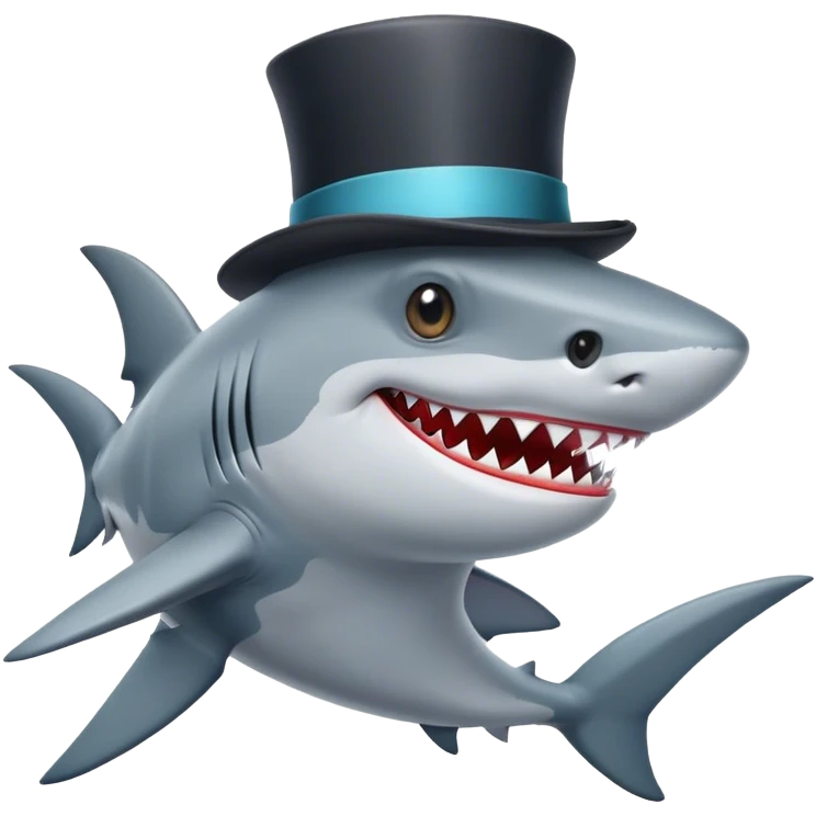 Shark with a top hat emoji