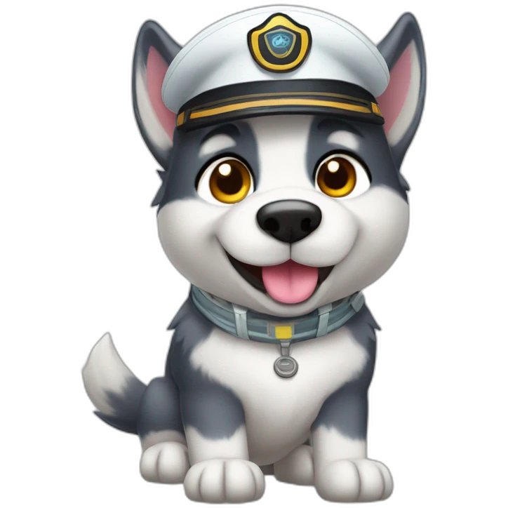 cute husky dog pilot with pilot hat emoji