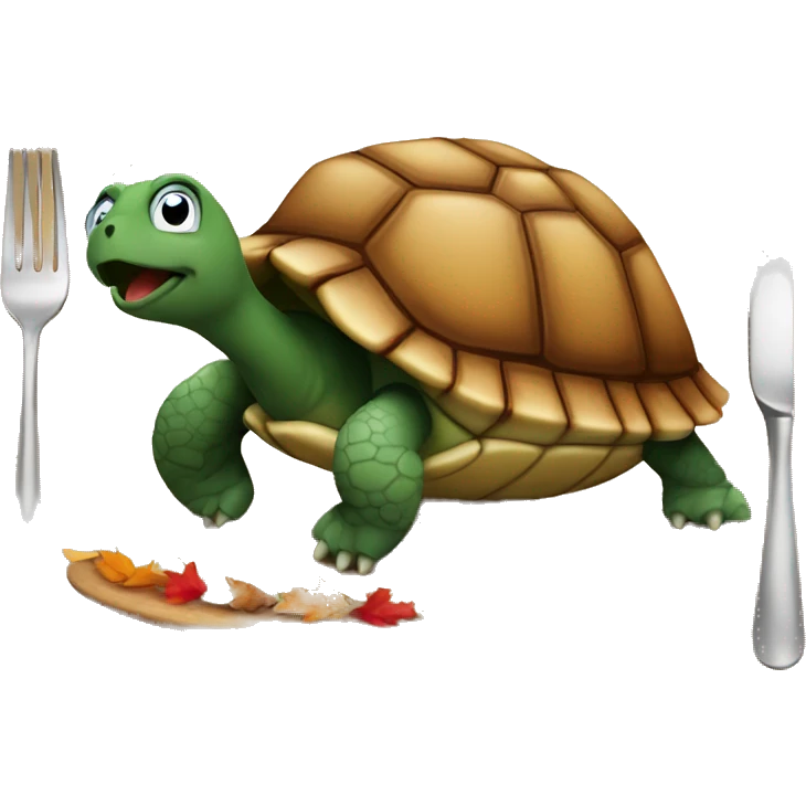 Turtle at thanksgiving dinner emoji