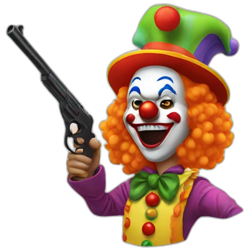 Clown holding a gun emoji