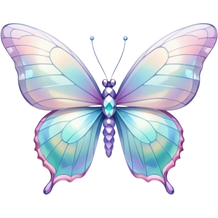 Pastel white iridescent glass crystal butterfly emoji