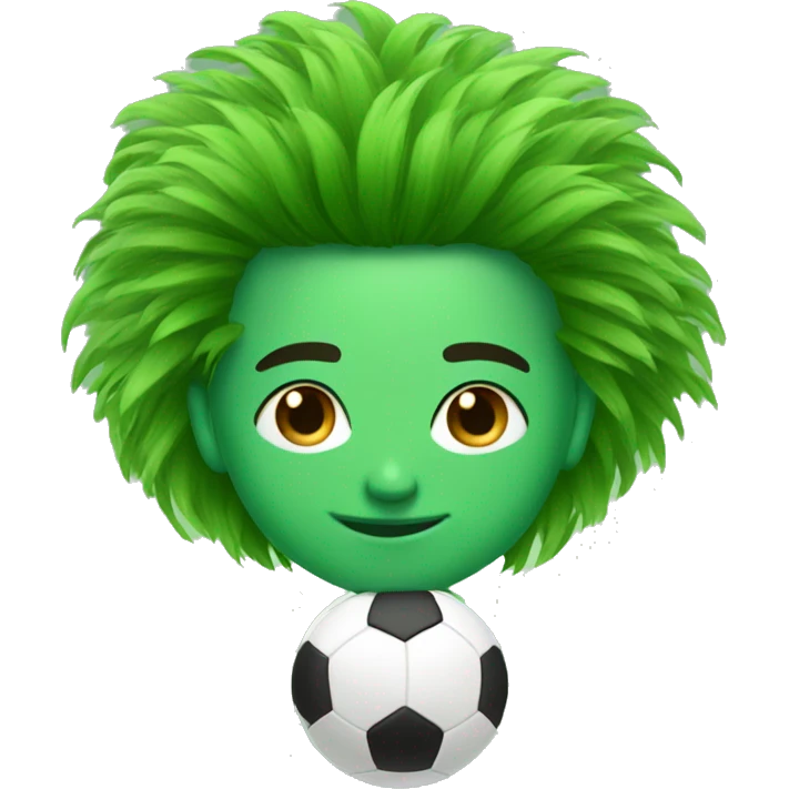 soccer player green grass hair emoji