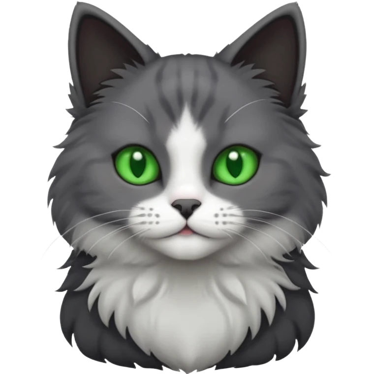 one dark grey and white cat and one completely solid dark grey cat with green eyes and only white paws emoji