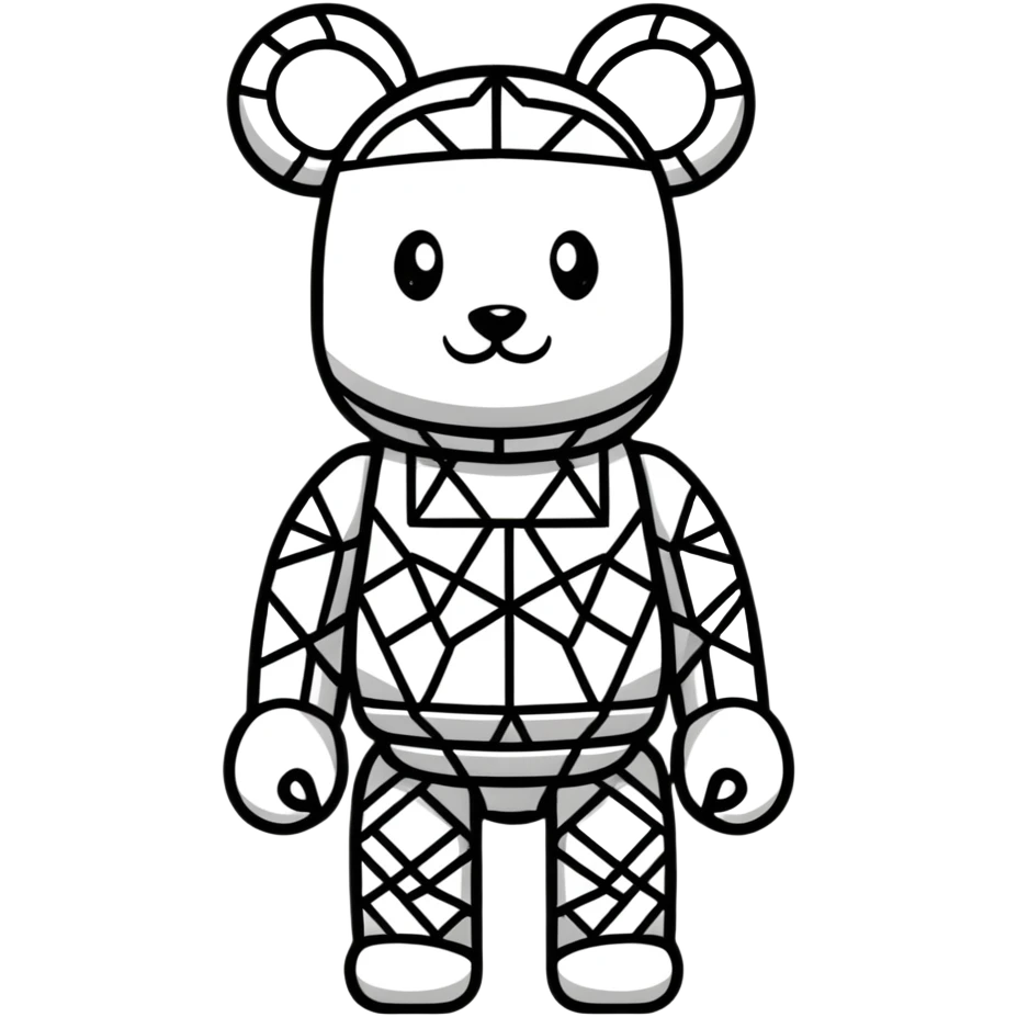 cute bearbrick toy figure with geometric patterns emoji