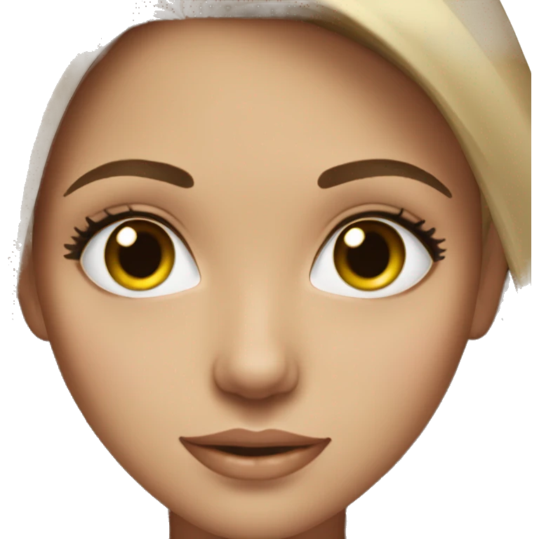 Brunette girl straight hair with hazel eyes, lashes emoji