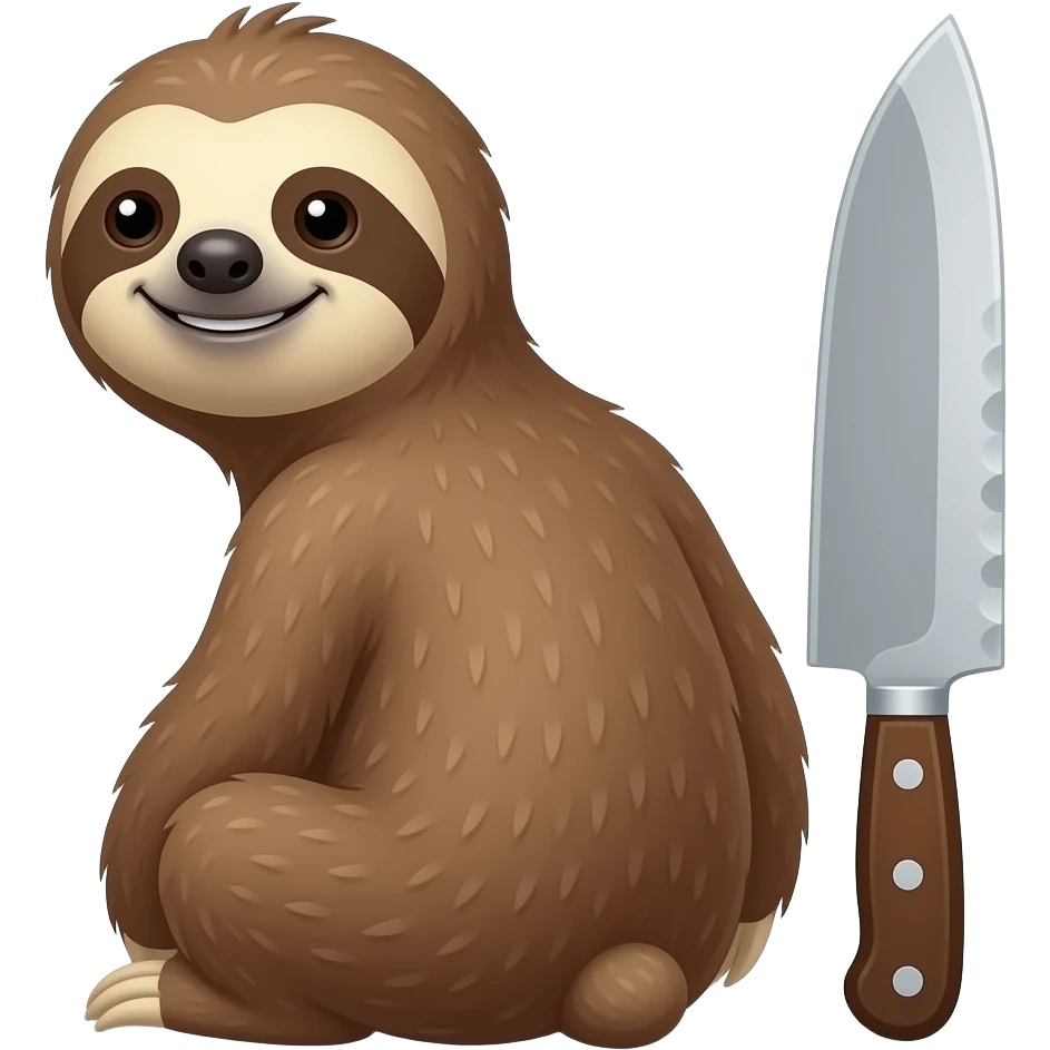 smile sloth width big knife turn back emoji