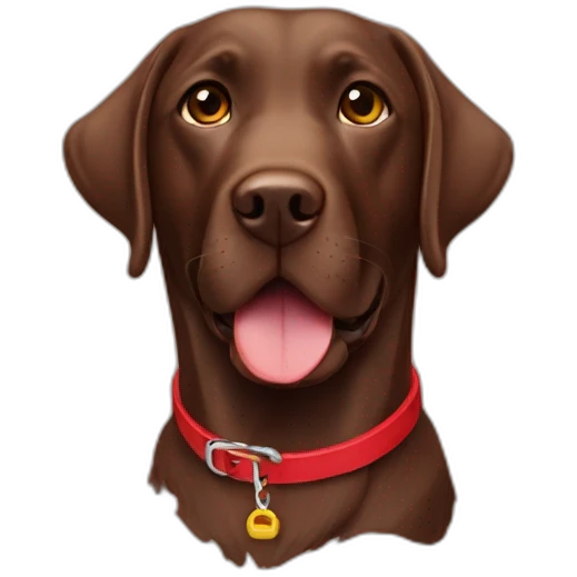 Labrador chocolate con collar rojo emoji
