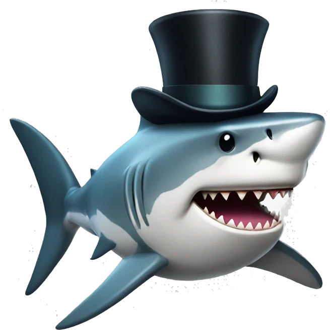 Shark with a top hat emoji
