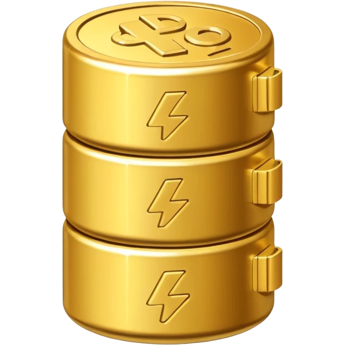 a battery icon, containing vertically stacked coins emoji
