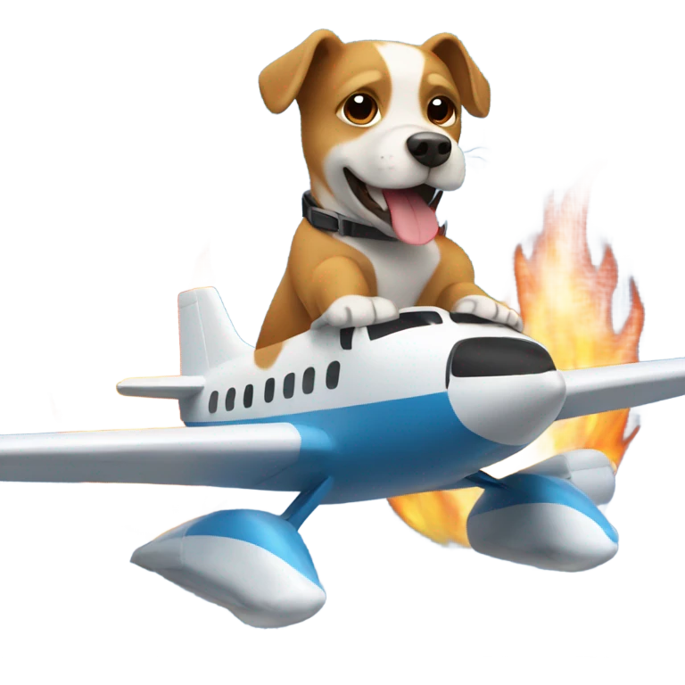Dog riding a burning plane in the ocean emoji