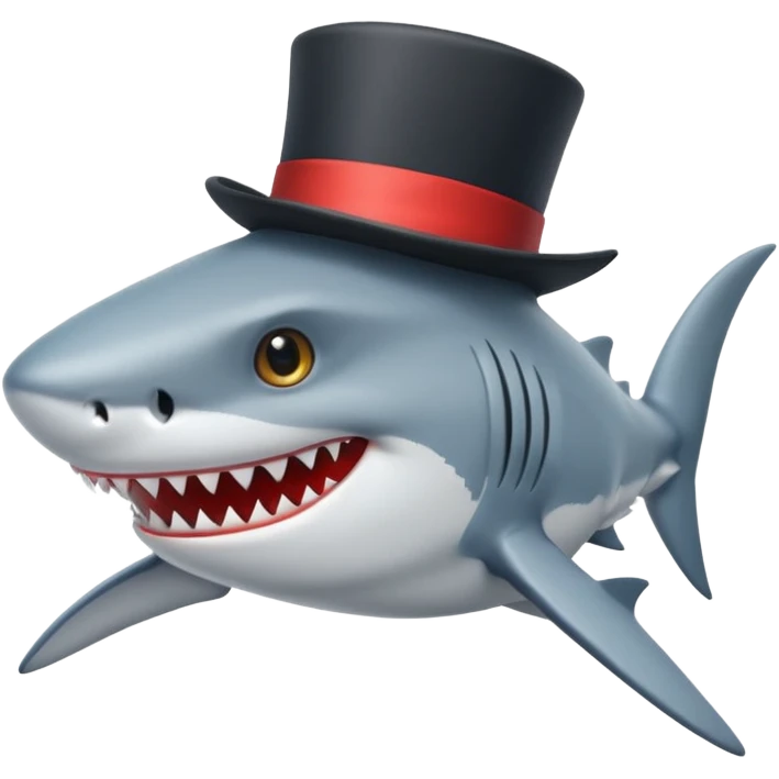 Shark with a top hat emoji