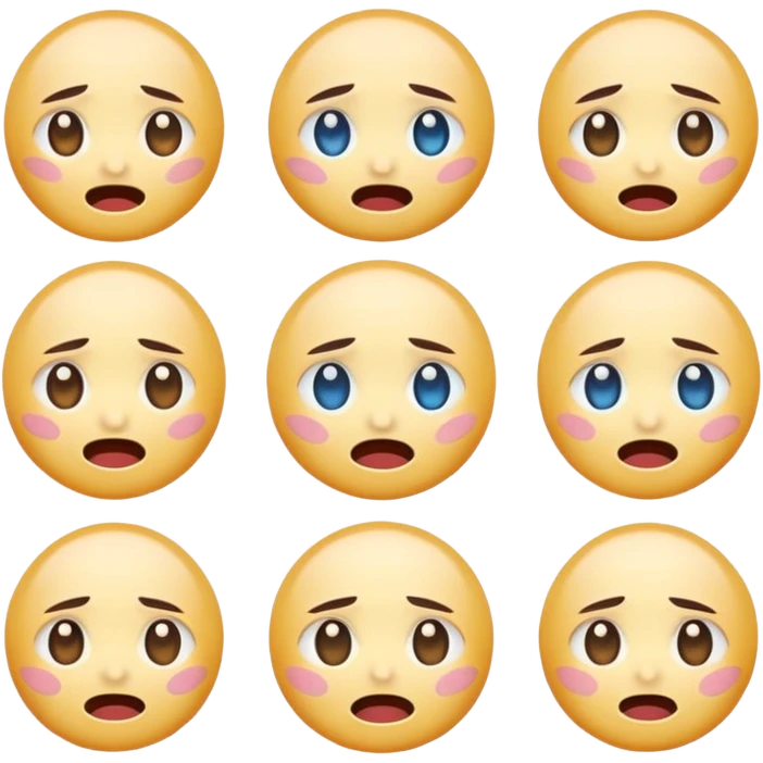 Create anime-inspired emoji faces in a soft Genshin Impact–style.
Expressive glossy eyes, smooth clean linework.
Moods: happy, shocked, crying, angry, smug, excited.
Pastel colors with soft glow.
Clear at small sizes, transparent background. emoji