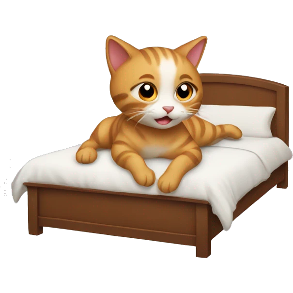 A cat jumping on a bed emoji