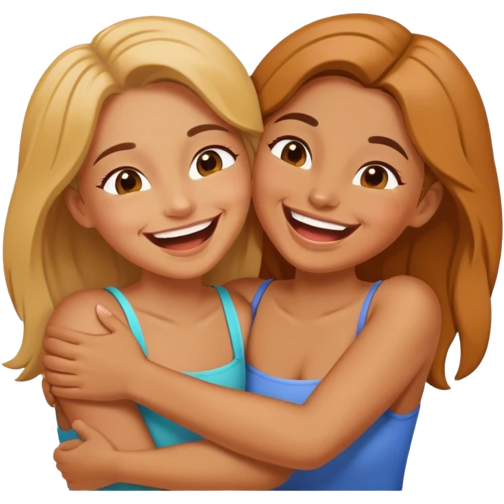 Girl best friends laughing and hugging  emoji